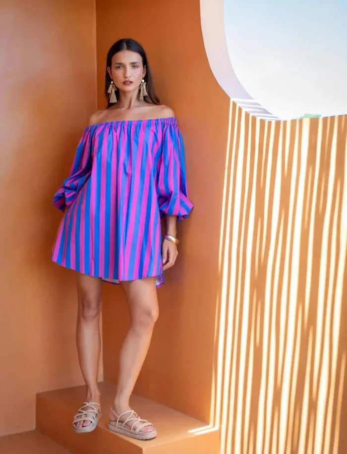Erika Pea Earrings Harlow Mini Dress