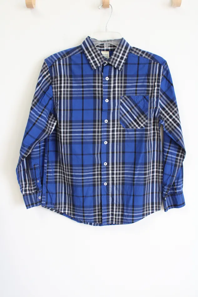 Faded Glory Rings Faded Glory Blue Plaid Button Down Shirt 1416