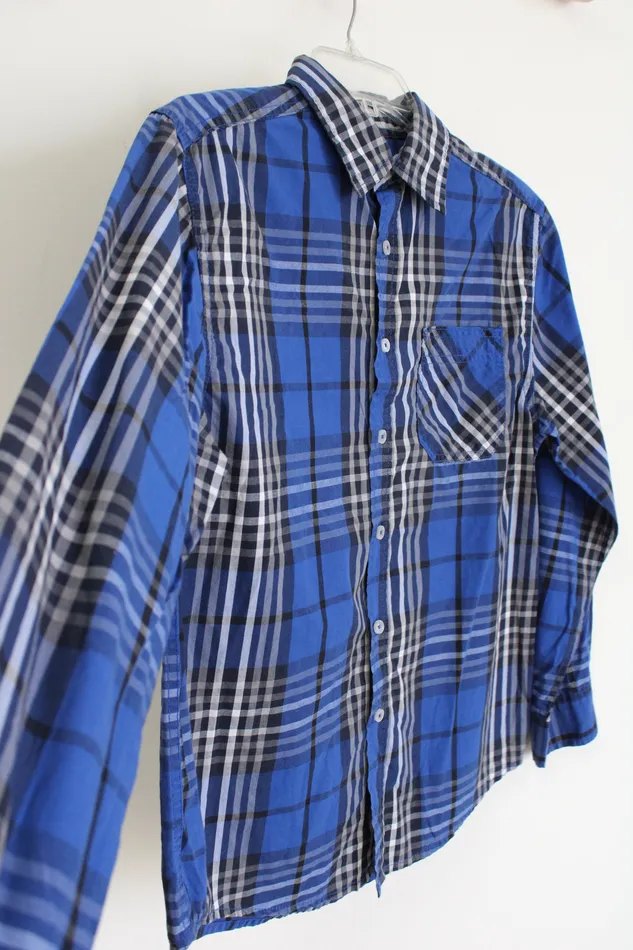 Faded Glory Rings Faded Glory Blue Plaid Button Down Shirt 1416