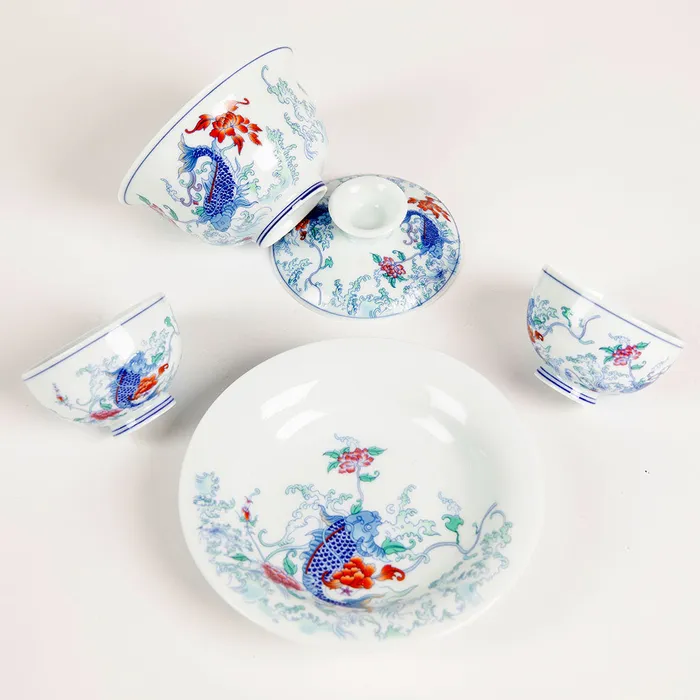 Fish Motif Gaiwan and Tea Cup Set Eastern Elm Earrings