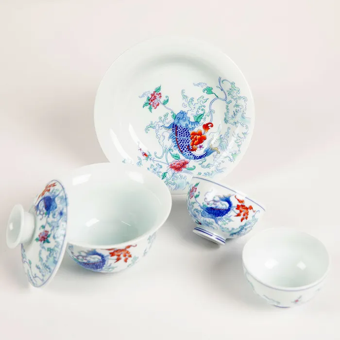 Fish Motif Gaiwan and Tea Cup Set Eastern Elm Earrings