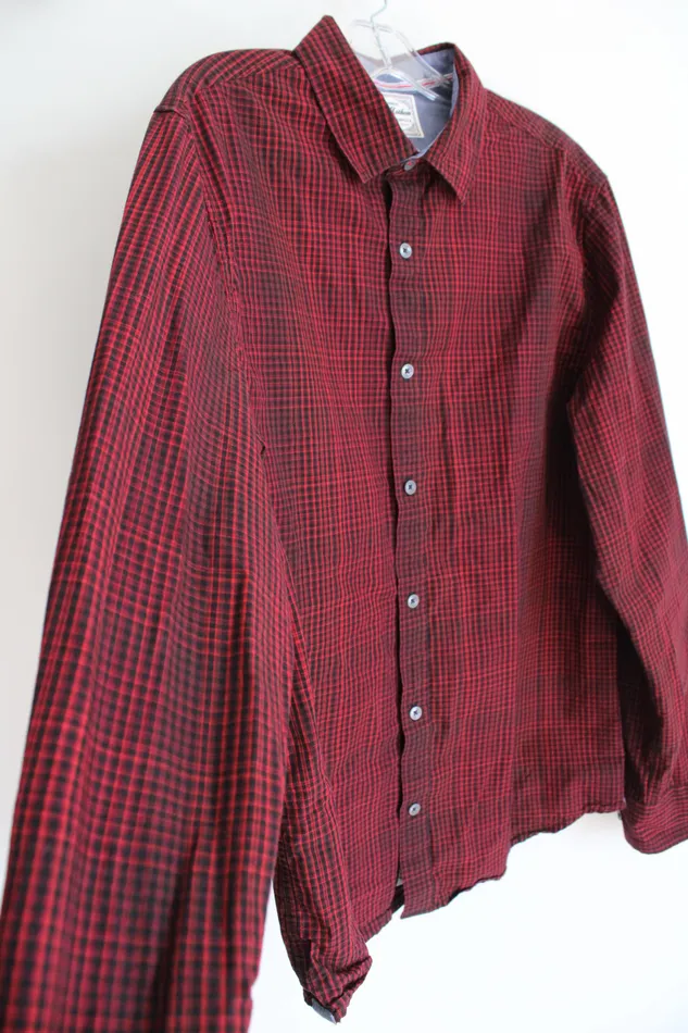 Flag Anthem Rings Flag Anthem Red Black Plaid Button Down Shirt L