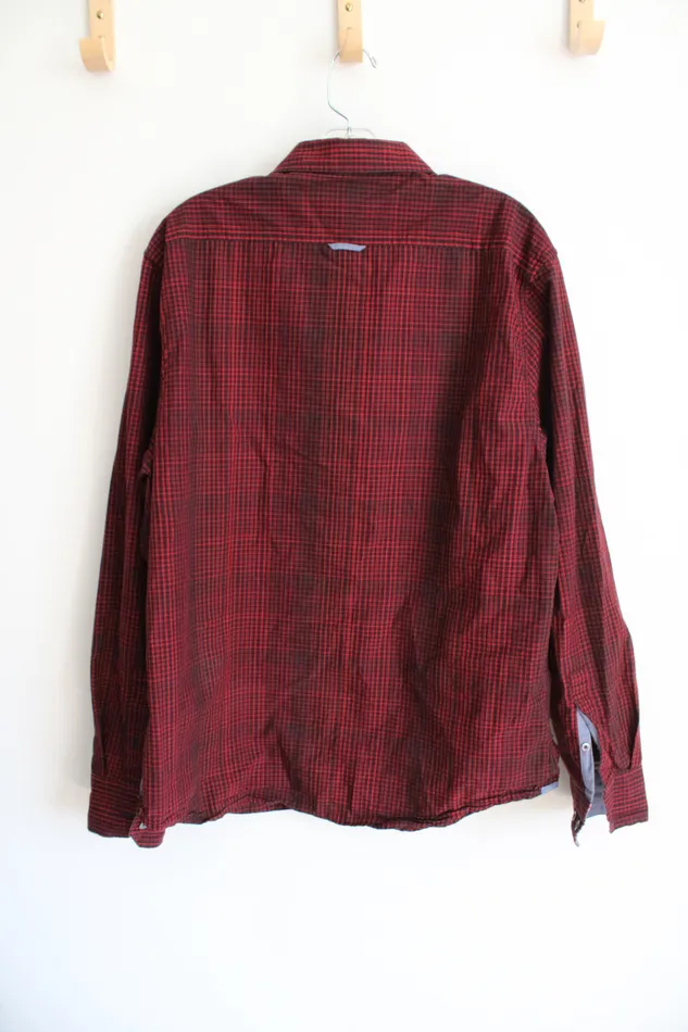 Flag Anthem Rings Flag Anthem Red Black Plaid Button Down Shirt L