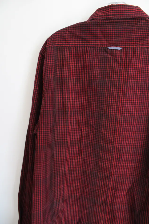 Flag Anthem Rings Flag Anthem Red Black Plaid Button Down Shirt L