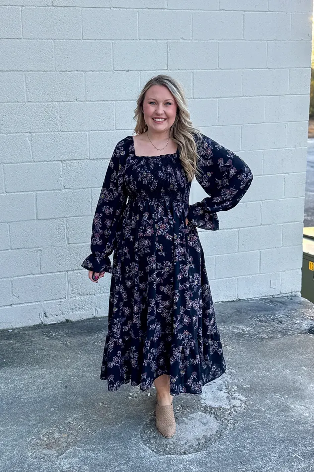 Friendly Florals Smocked Maxi Dress Haptics Earrings