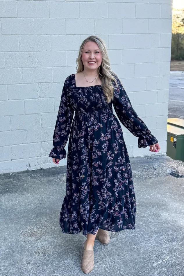 Friendly Florals Smocked Maxi Dress Haptics Earrings