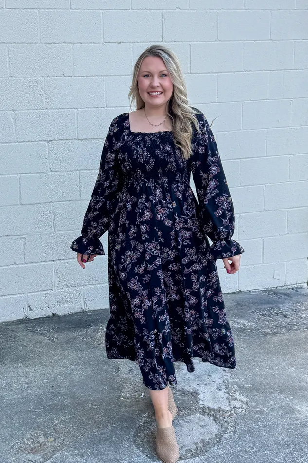 Friendly Florals Smocked Maxi Dress Haptics Earrings