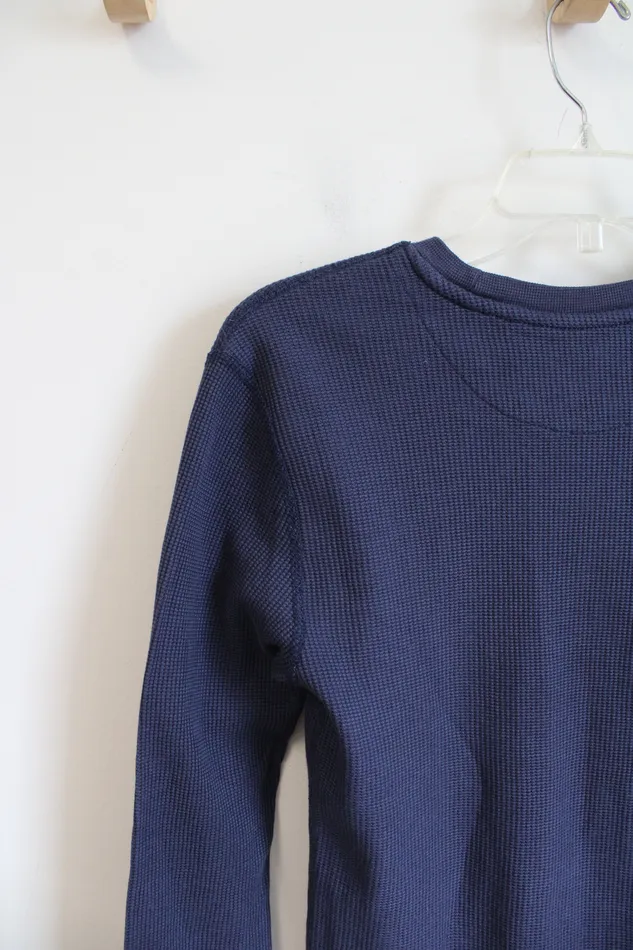 Fruit Of The Loom Blue Waffle Knit Long Sleeved Shirt M Fruit Of The Loom Necklaces
