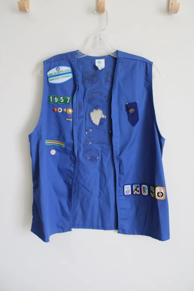 Girl Scouts Rings Vintage Blue Cadette Girl Scout Vest L