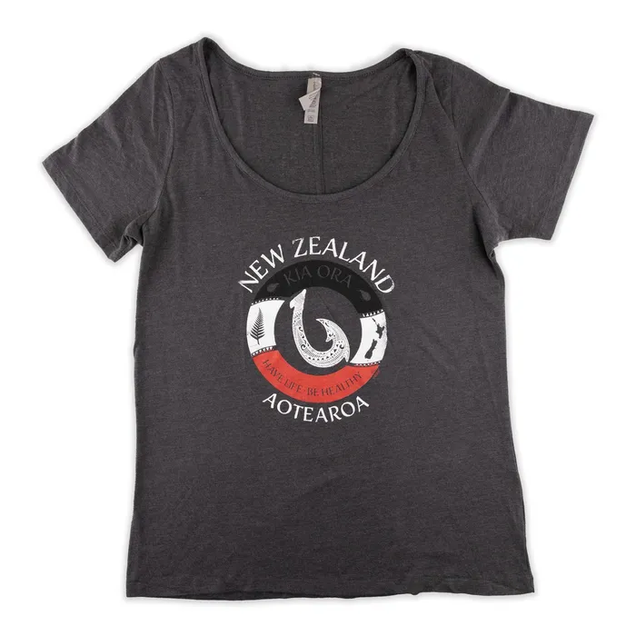 GREATMOUNTAINWE Earrings New Zealand Swirl Womens Heather Charcoal Tee Shirt 2XL
