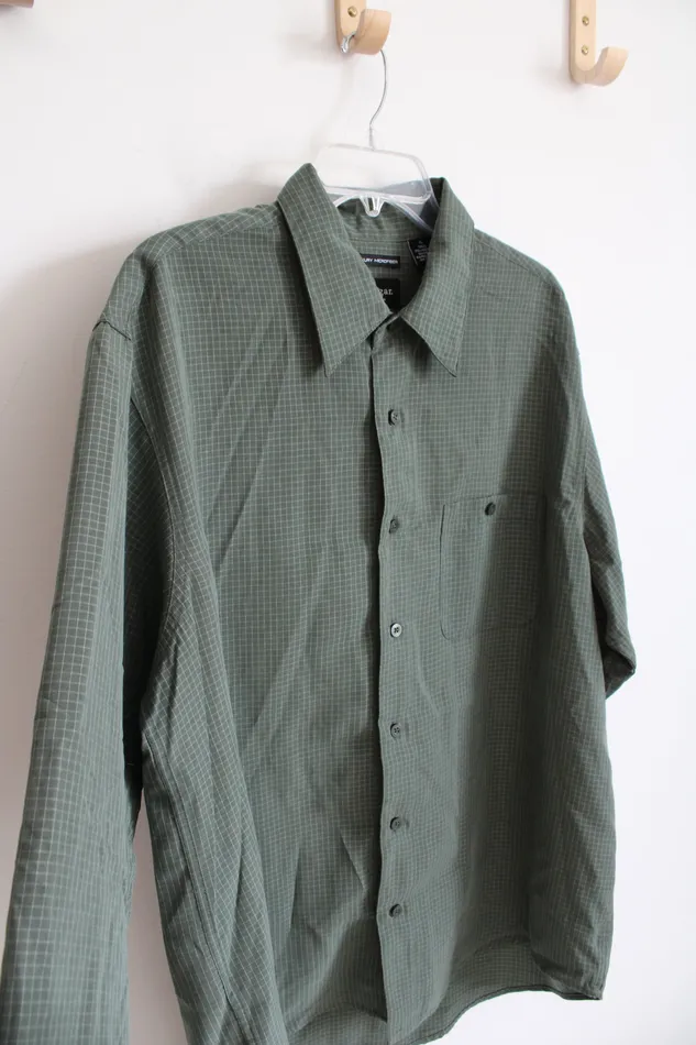 Haggar Earrings Haggar Luxury Microfiber Green Plaid Button Down Shirt XL