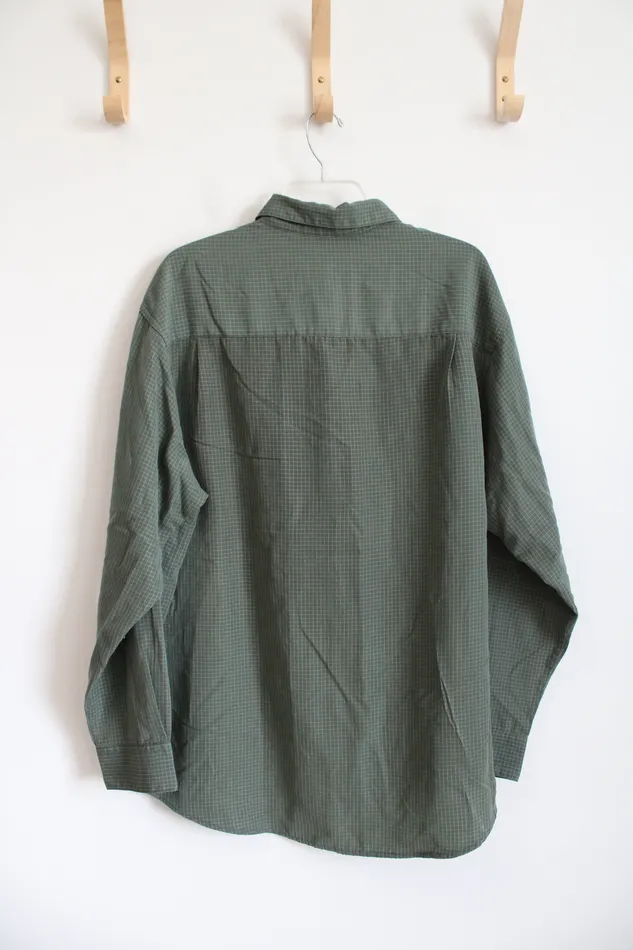 Haggar Earrings Haggar Luxury Microfiber Green Plaid Button Down Shirt XL