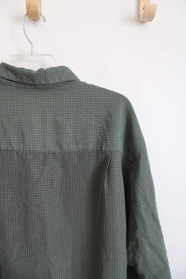 Haggar Earrings Haggar Luxury Microfiber Green Plaid Button Down Shirt XL