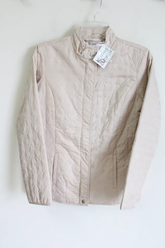 Hasting Smith NEW Hasting Smith Cream Embroidered Jacket S Petite Earrings