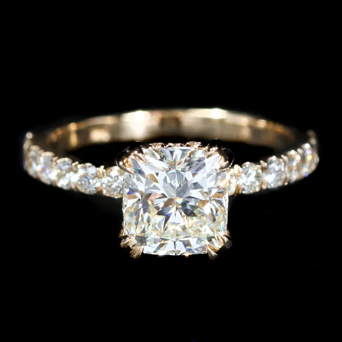 JS Simmons Diamond Consultants Rings 14K Yellow Gold GIA 201 Carat Cushion Cut Diamond Engagement Ring