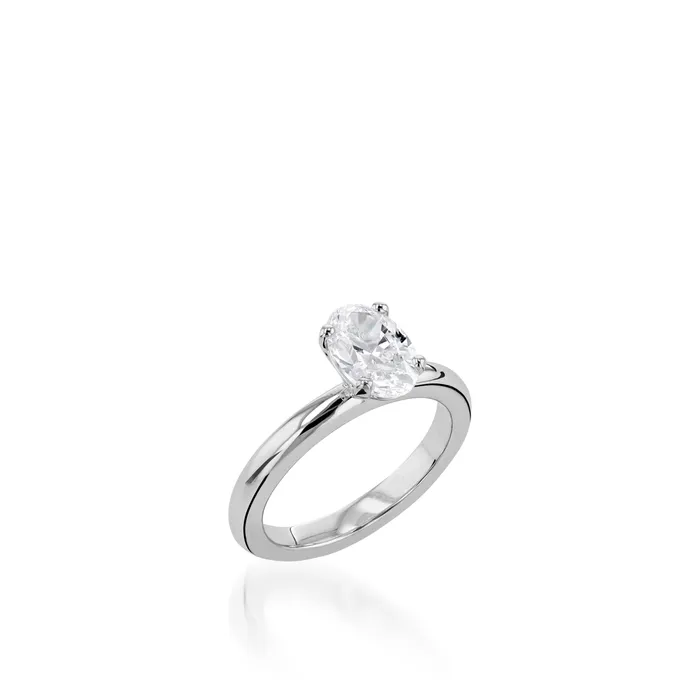 John Atencio Essence Solitaire Oval White Gold Engagement Ring Rings