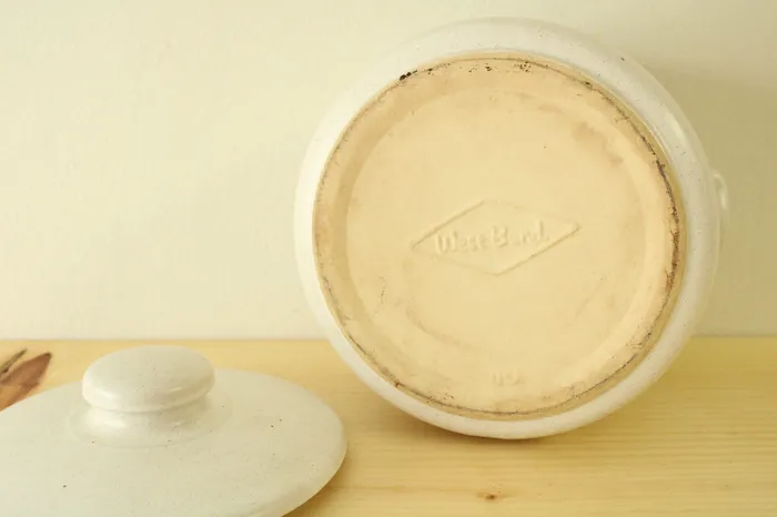 Jubilee Thrift Earrings Vintage Mid Century West Bend Two Quart Stoneware Crock Bean Pot with Lid Made in the USA Jubilee Thrift Earrings Vintage Mid Century West Bend Two Quart Stoneware Crock Bean Pot with Lid Made in the USA