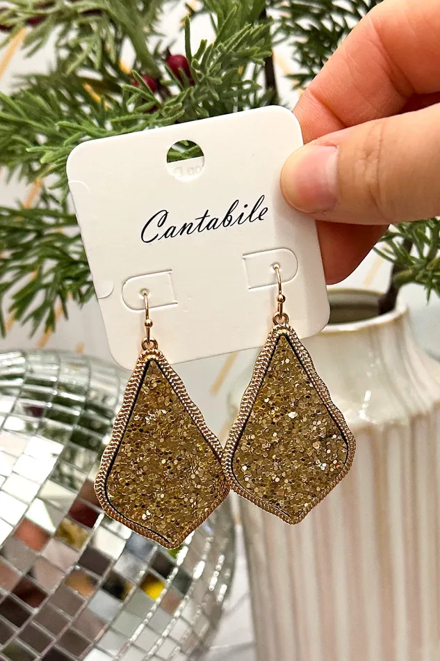 Judson Glitter Teardrop Drop Earrings Gold Earrings