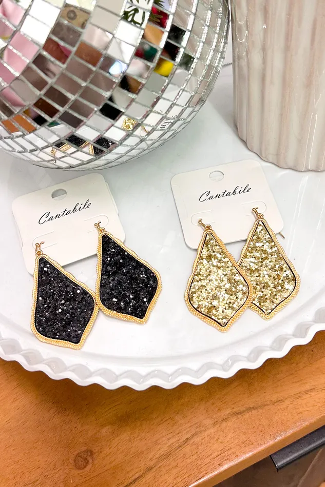 Judson Glitter Teardrop Drop Earrings Gold Earrings