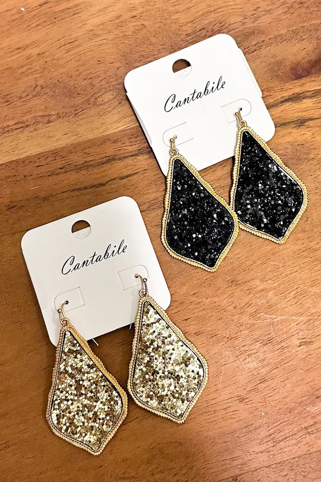 Judson Glitter Teardrop Drop Earrings Gold Earrings