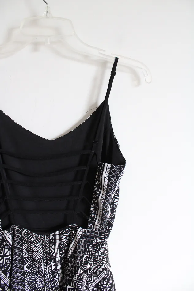LA Hearts Rings LA Hearts Black and White Spaghetti Strap Midi Dress XS