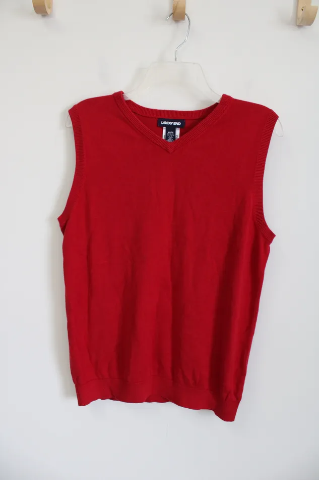 Lands End Lands End Red Knit Sweater Vest Youth XL 1820 Earrings
