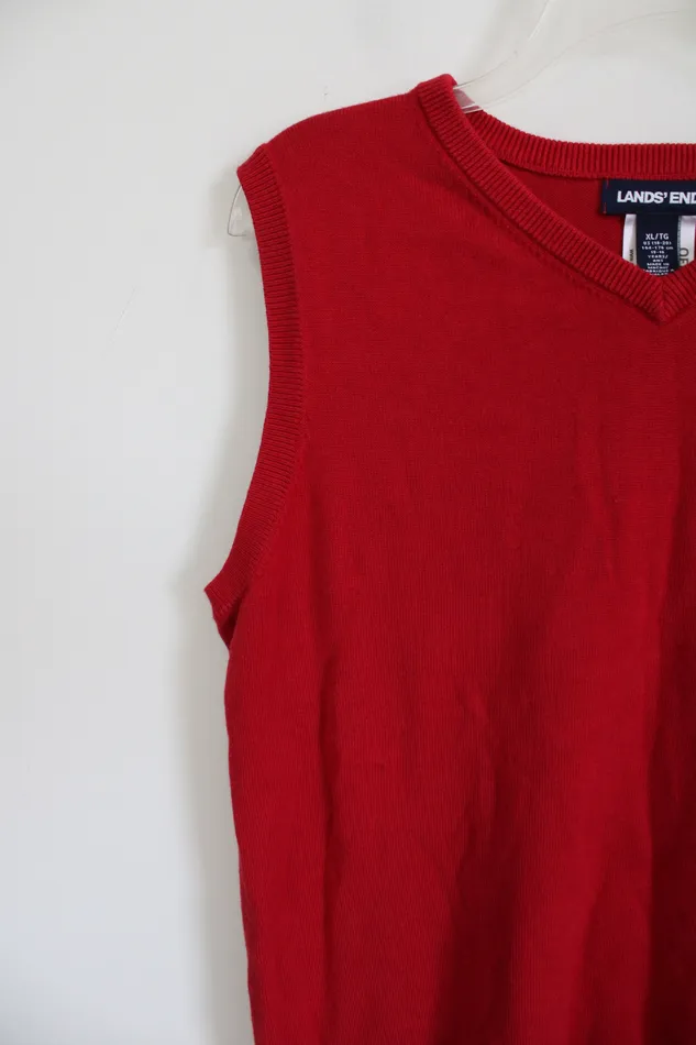 Lands End Lands End Red Knit Sweater Vest Youth XL 1820 Earrings