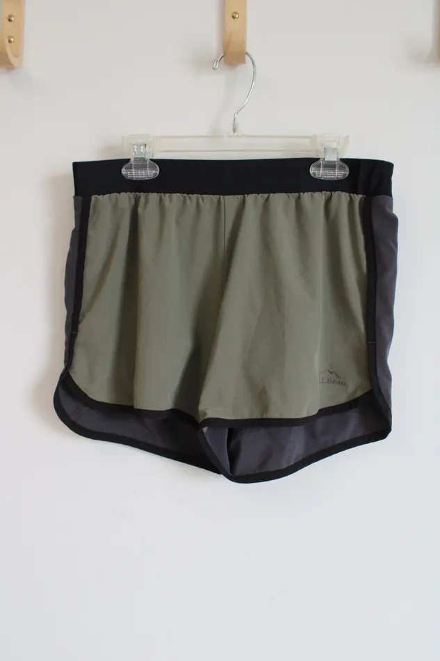 Lands End Rings LL Bean Olive Green Black Athletic Shorts 14