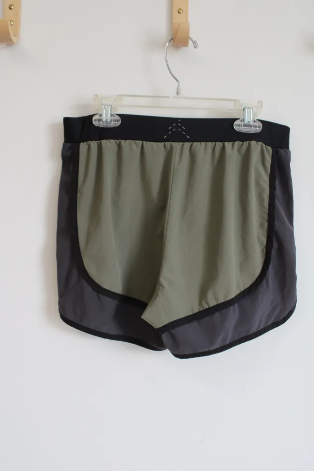 Lands End Rings LL Bean Olive Green Black Athletic Shorts 14
