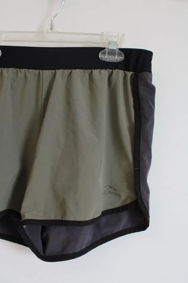 Lands End Rings LL Bean Olive Green Black Athletic Shorts 14