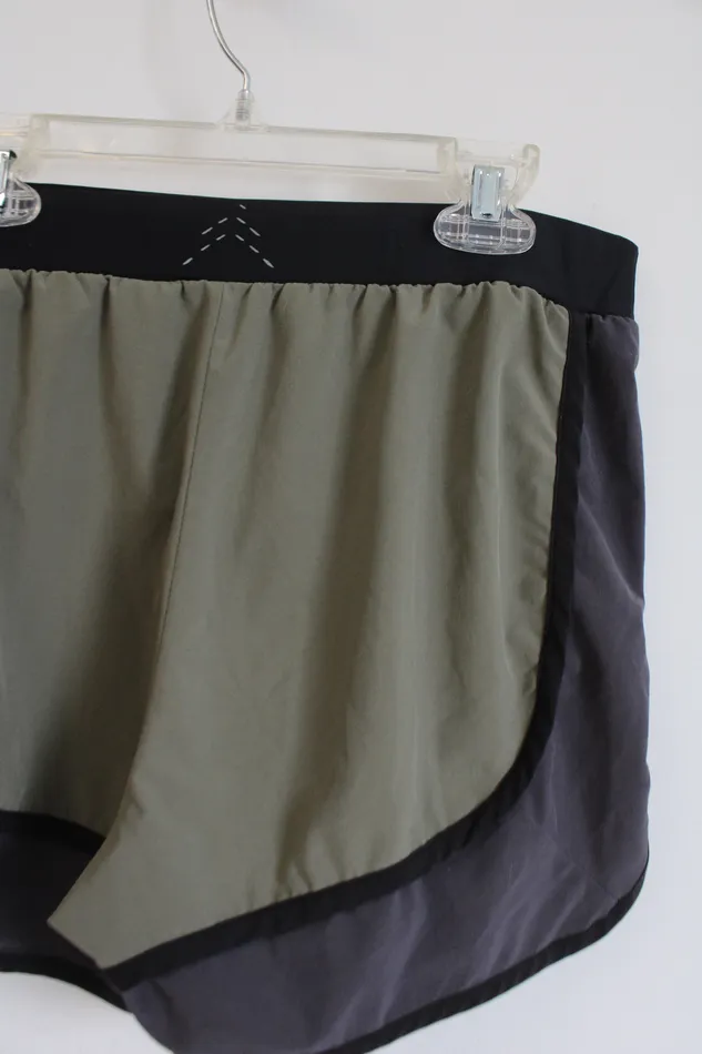 Lands End Rings LL Bean Olive Green Black Athletic Shorts 14