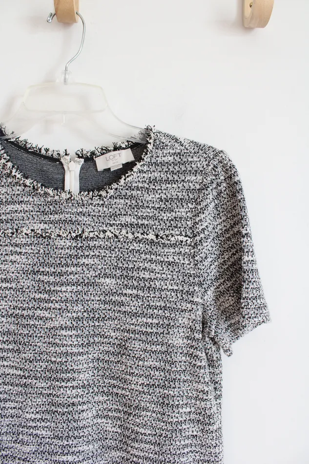 LOFT Black White Tweed Dress S Petite Ann Taylor LOFT Rings