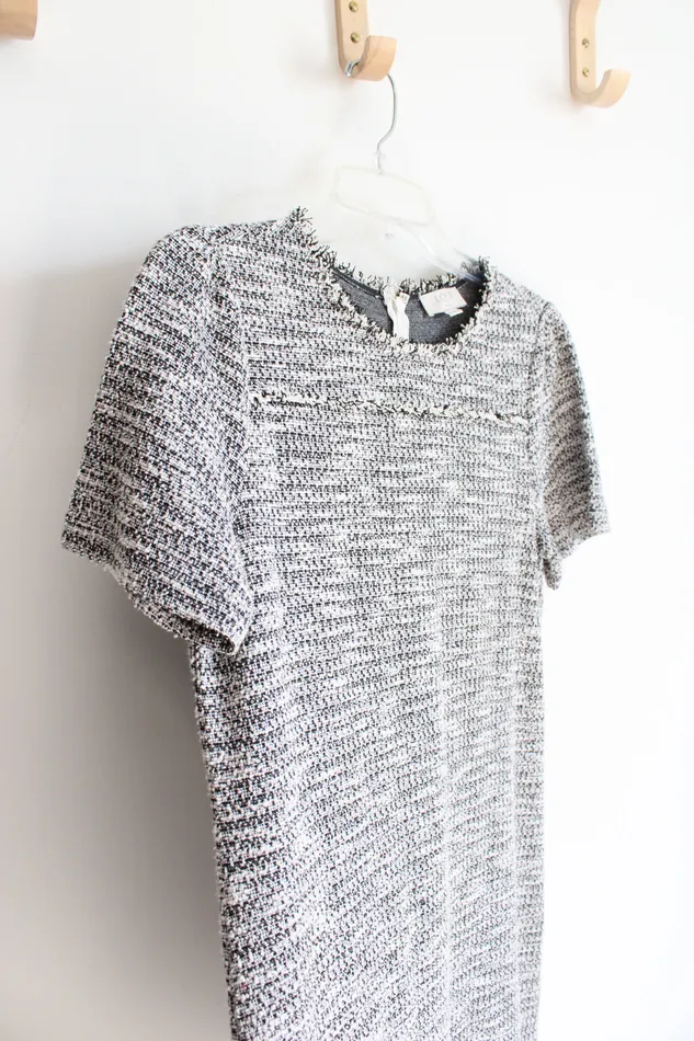 LOFT Black White Tweed Dress S Petite Ann Taylor LOFT Rings