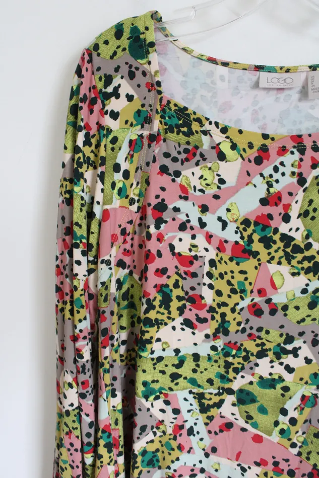 LOGO Earrings Logo MultiColored Patterned Long Sleeved Top M