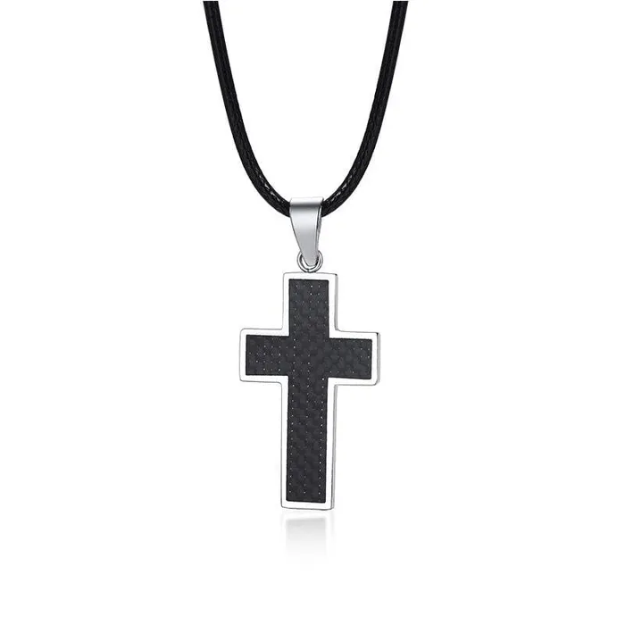 Mens Christian Necklace br Carbon Fiber Lords Guidance Necklaces