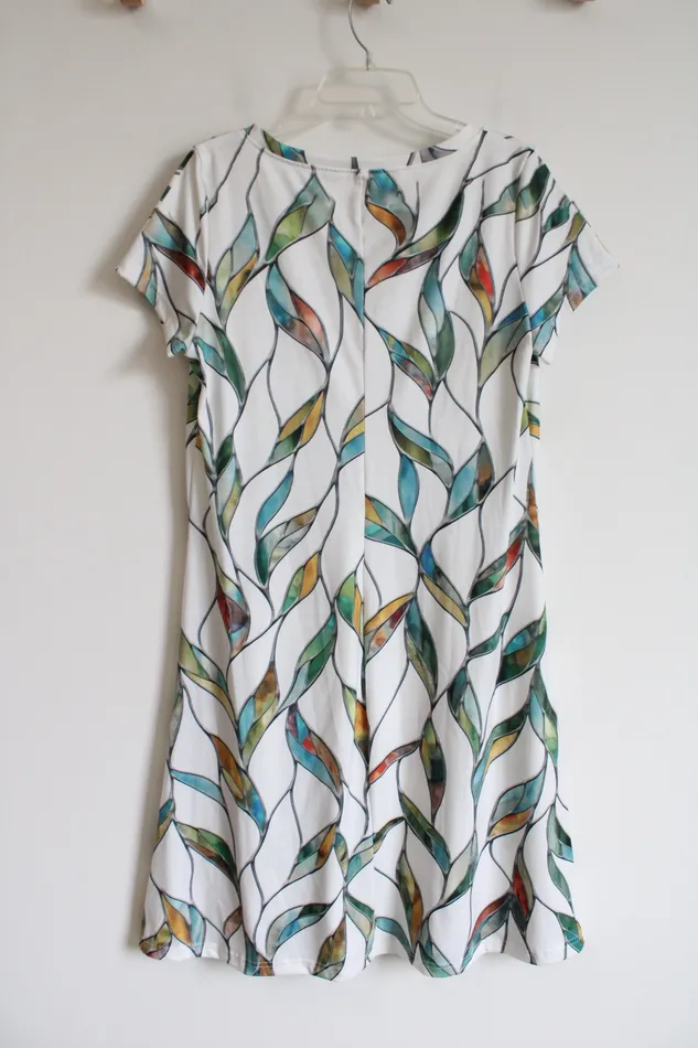 MultiColored Vine Patterned White Dress M Jubilee Thrift Rings