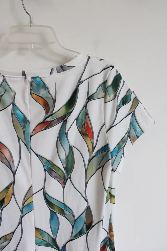 MultiColored Vine Patterned White Dress M Jubilee Thrift Rings