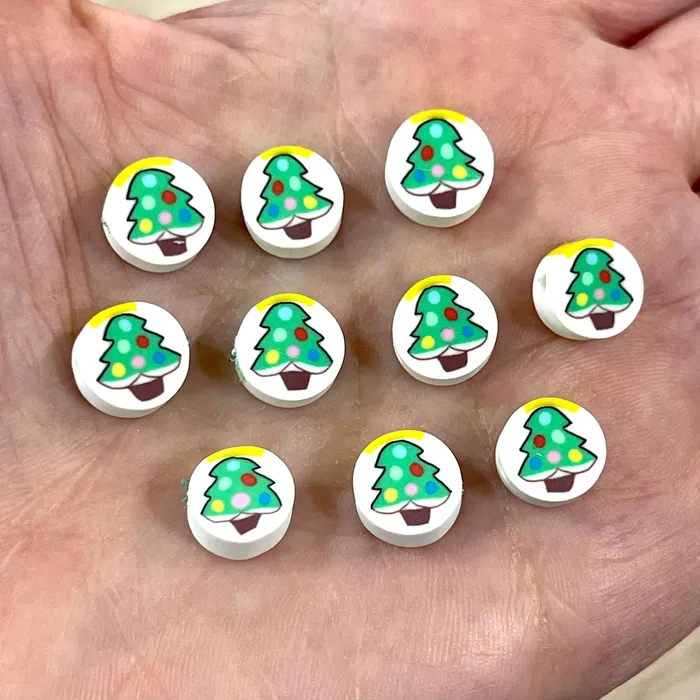 Necklaces Peppy Beads 10mm Polymer Clay Christmas Tree Round Beads10 Beads in a Pack Necklaces Peppy Beads 10mm Polymer Clay Christmas Tree Round Beads10 Beads in a Pack