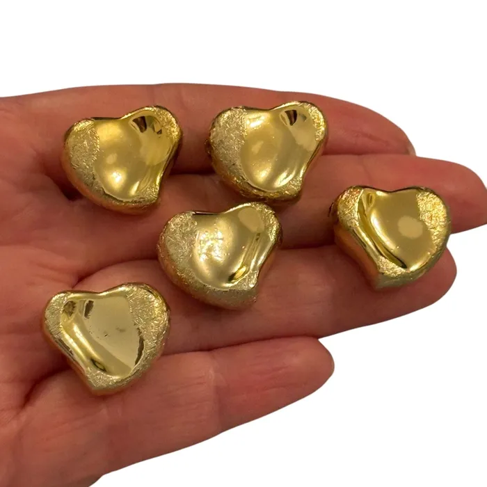 Necklaces Peppy Beads 24Kt Gold Plated 21mm Brushed Finish Heart Charms Gold Heart Charms with 2mm Horizontal Hole 5 pcs in a pack Necklaces Peppy Beads 24Kt Gold Plated 21mm Brushed Finish Heart Charms Gold Heart Charms with 2mm Horizontal Hole 5 pcs in a pack