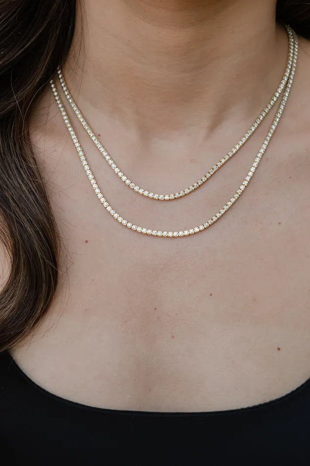 Necklaces RACHEL LYNN CHICAGO All The Way Diamond Yellow Gold 750cts Long 36 Tennis Necklace