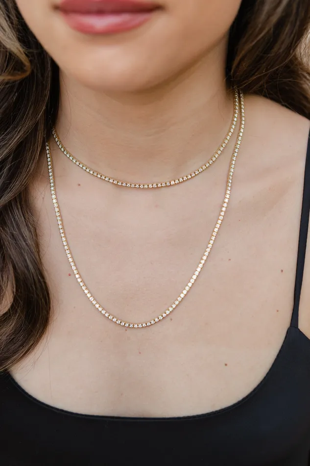 Necklaces RACHEL LYNN CHICAGO All The Way Diamond Yellow Gold 750cts Long 36 Tennis Necklace