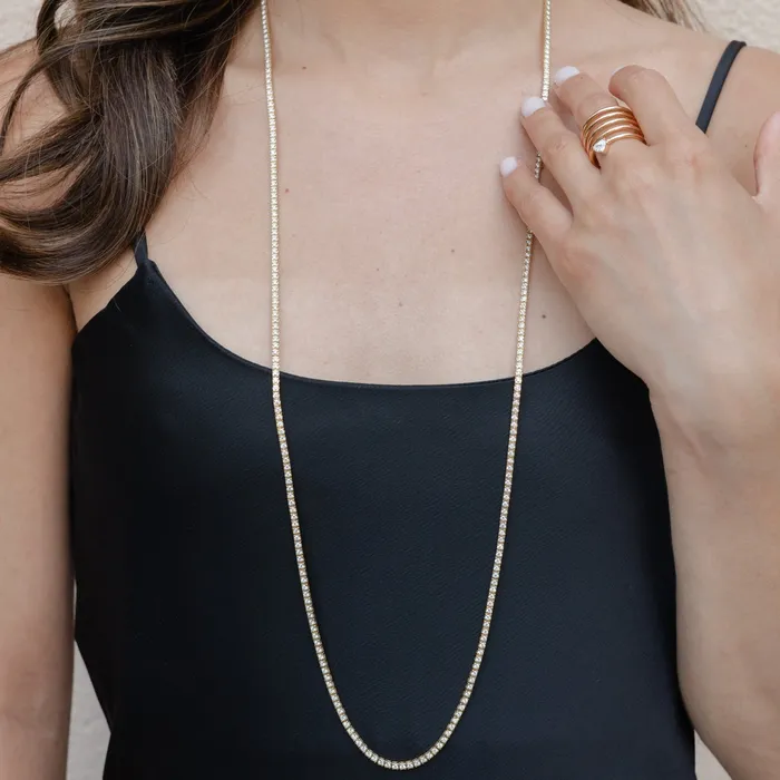 Necklaces RACHEL LYNN CHICAGO All The Way Diamond Yellow Gold 750cts Long 36 Tennis Necklace