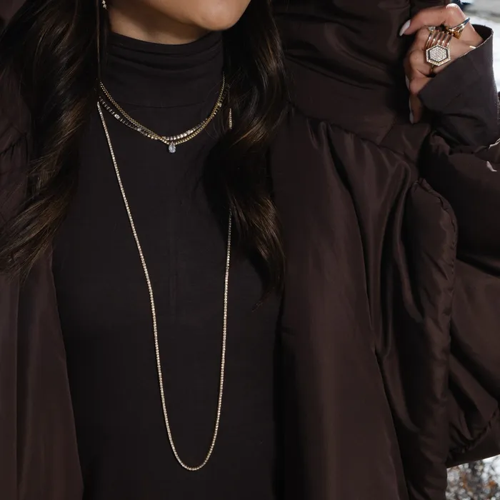Necklaces RACHEL LYNN CHICAGO All The Way Diamond Yellow Gold 750cts Long 36 Tennis Necklace