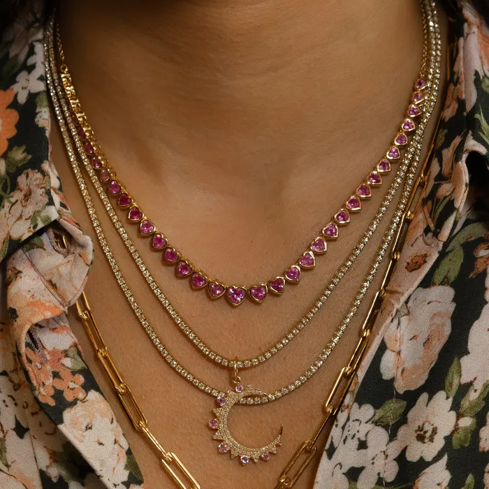 Necklaces RACHEL LYNN CHICAGO All The Way Diamond Yellow Gold 750cts Long 36 Tennis Necklace