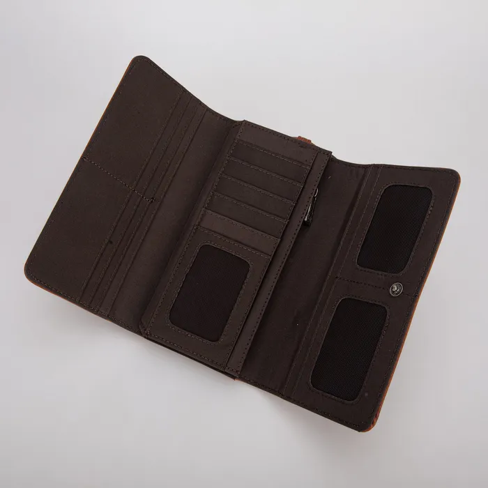 Necklaces Trinity Ranch Floral Tooled and HairOn Cowhide Collection Wallet Coffee TRINITY RANCH