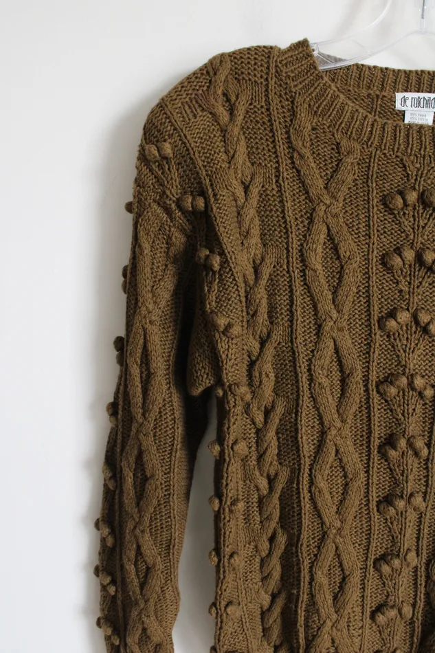 NEW De Rotchild Vintage Winter Green Brown Knit Sweater M De Rotchild Earrings