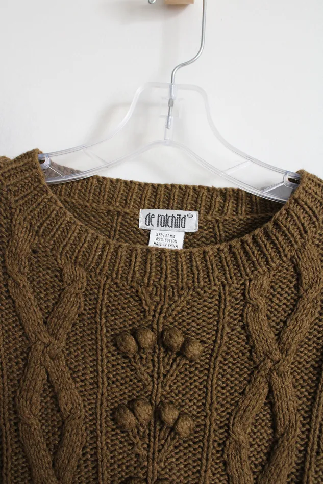 NEW De Rotchild Vintage Winter Green Brown Knit Sweater M De Rotchild Earrings