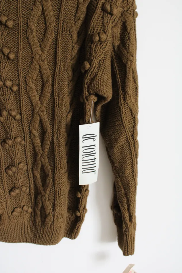 NEW De Rotchild Vintage Winter Green Brown Knit Sweater M De Rotchild Earrings