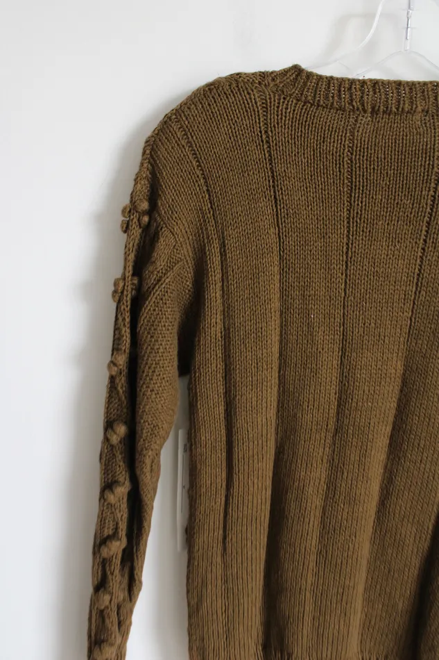 NEW De Rotchild Vintage Winter Green Brown Knit Sweater M De Rotchild Earrings
