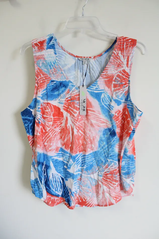 Nic Zoe Rings NEW Nic Zoe Watercolor Blooms Blue Orange Top L Petite